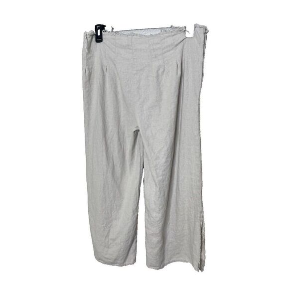 Rewash brand Size M Linen Wide Leg Capri Sailor Button Pants Raw Waist Y2K - Picture 2 of 9